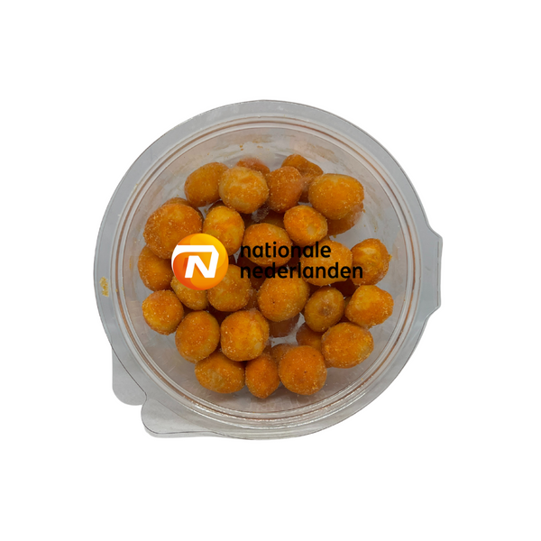 Rond bakje met oranje borrelbites