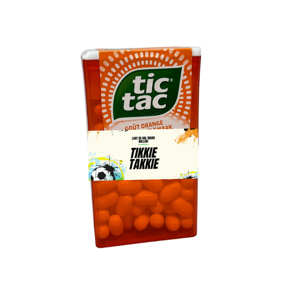 Oranje TicTac met eigen label