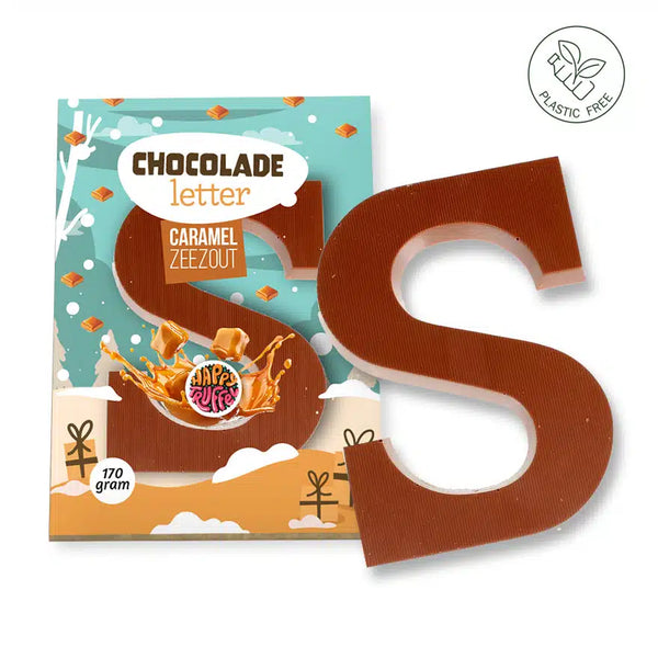 Caramel-Zeezout Chocoladeletter (170 gram)